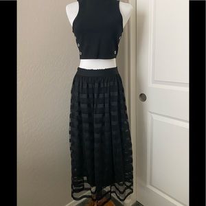 Black calf length skirt